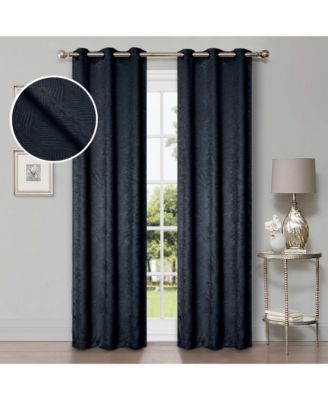 Wave Geometric Polyester Washable Room Darkening Curtain Panels, Set of 2