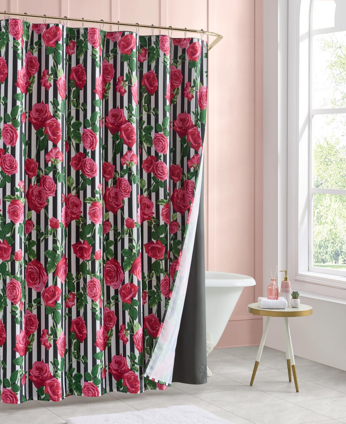 Betsey Johnson Avantgarde Rose Printed Shower Curtain, 72" x 72"
