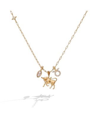 Taurus Zodiac Charm Cluster Necklace
