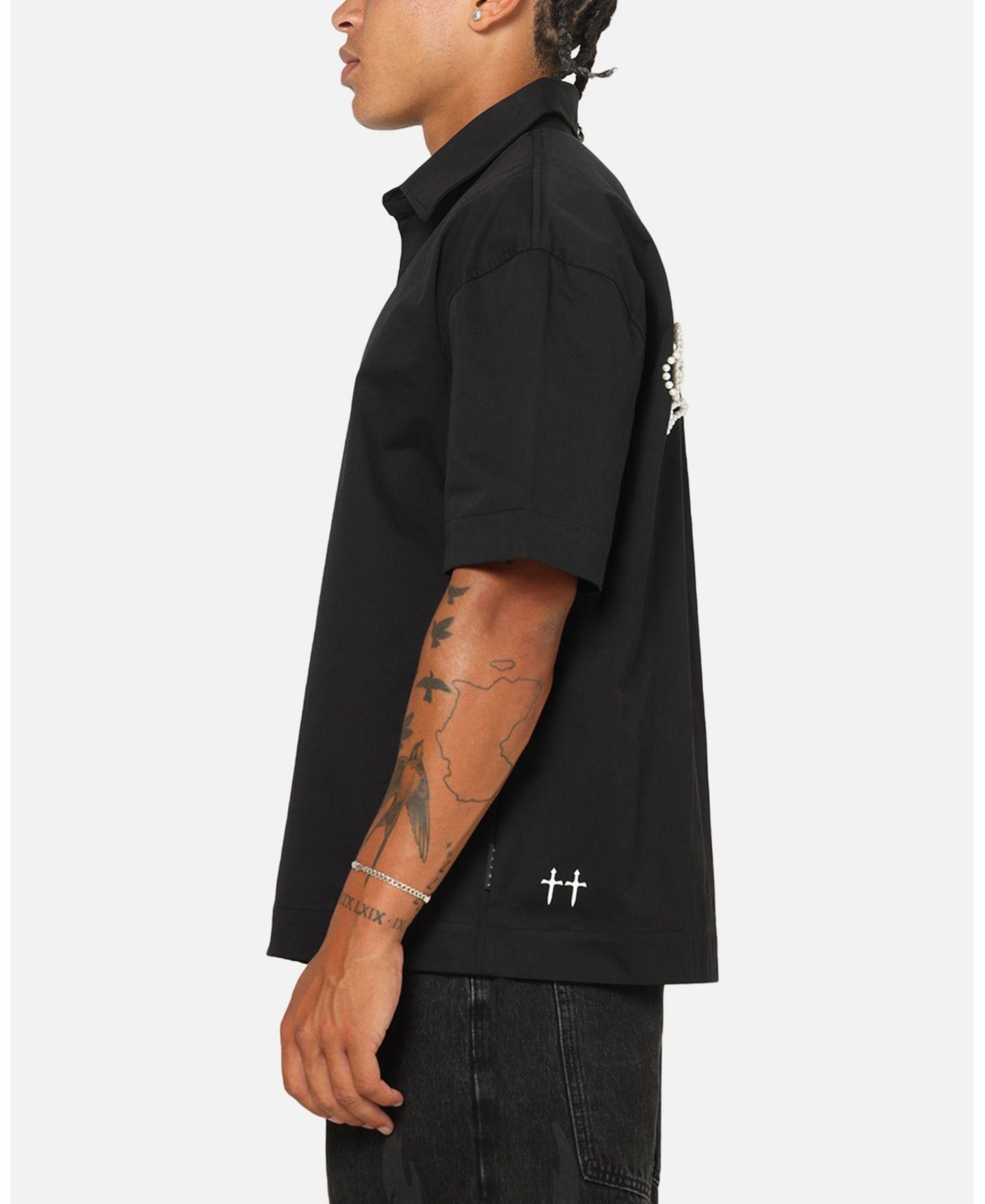 Мужская рубашка SAINT MORTA Pearl Script Button Up, цвет: Чёрный — фото 6