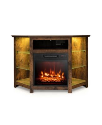 Fireplace Corner TV Stand 50in LED Lights App Control Electric
