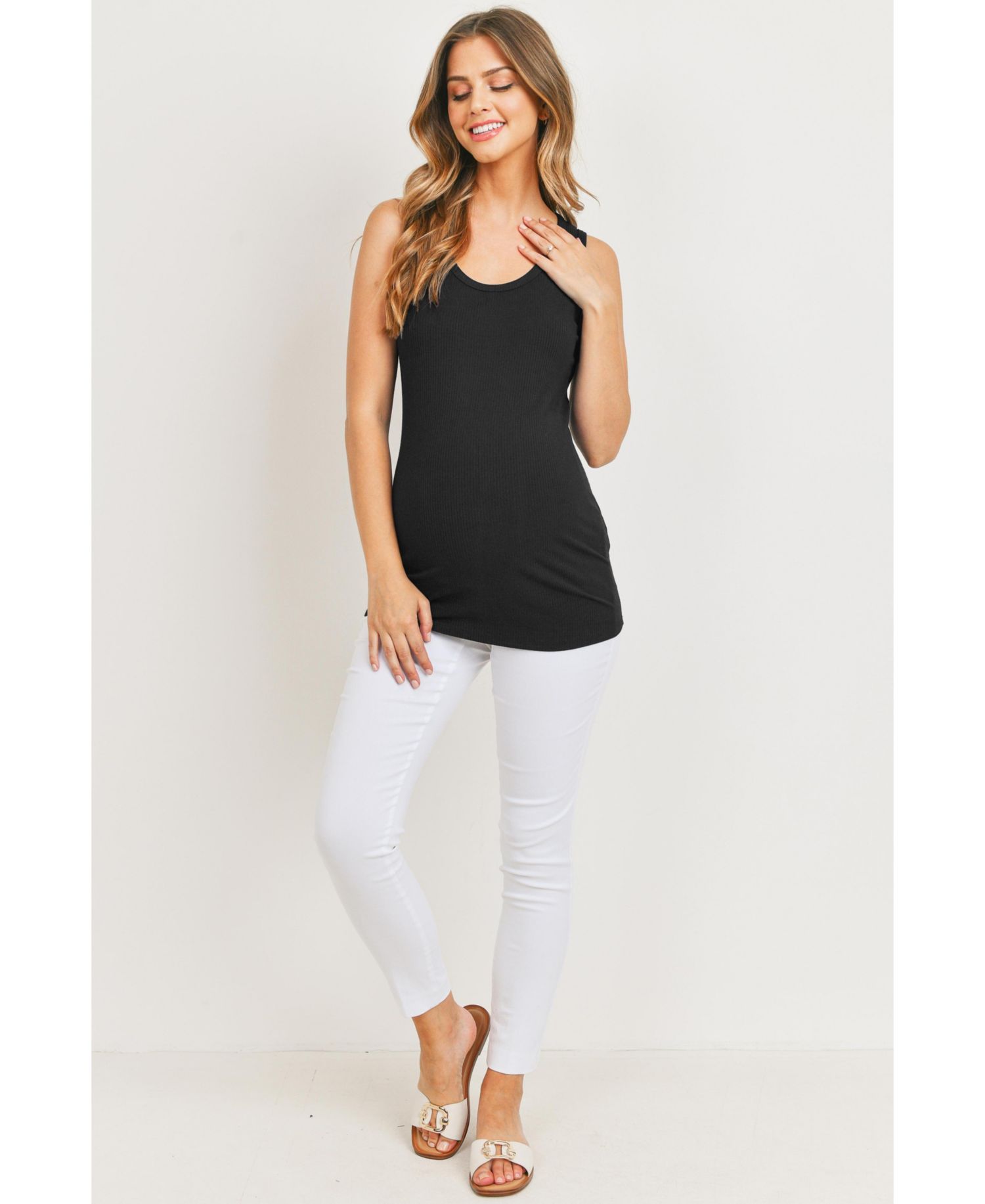 Maternity Ribbed Scoop Neck Tank Top