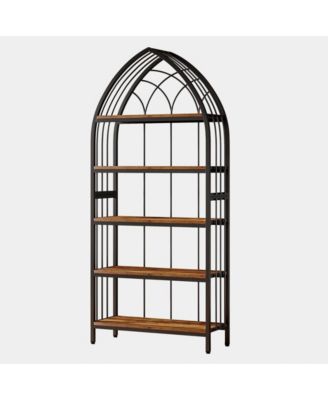 Industrial 5-Tier Wooden Bookcase for Home or Office