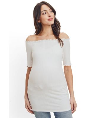 Women's Maternity Off-the-Shoulder Ribbed Tunic Top