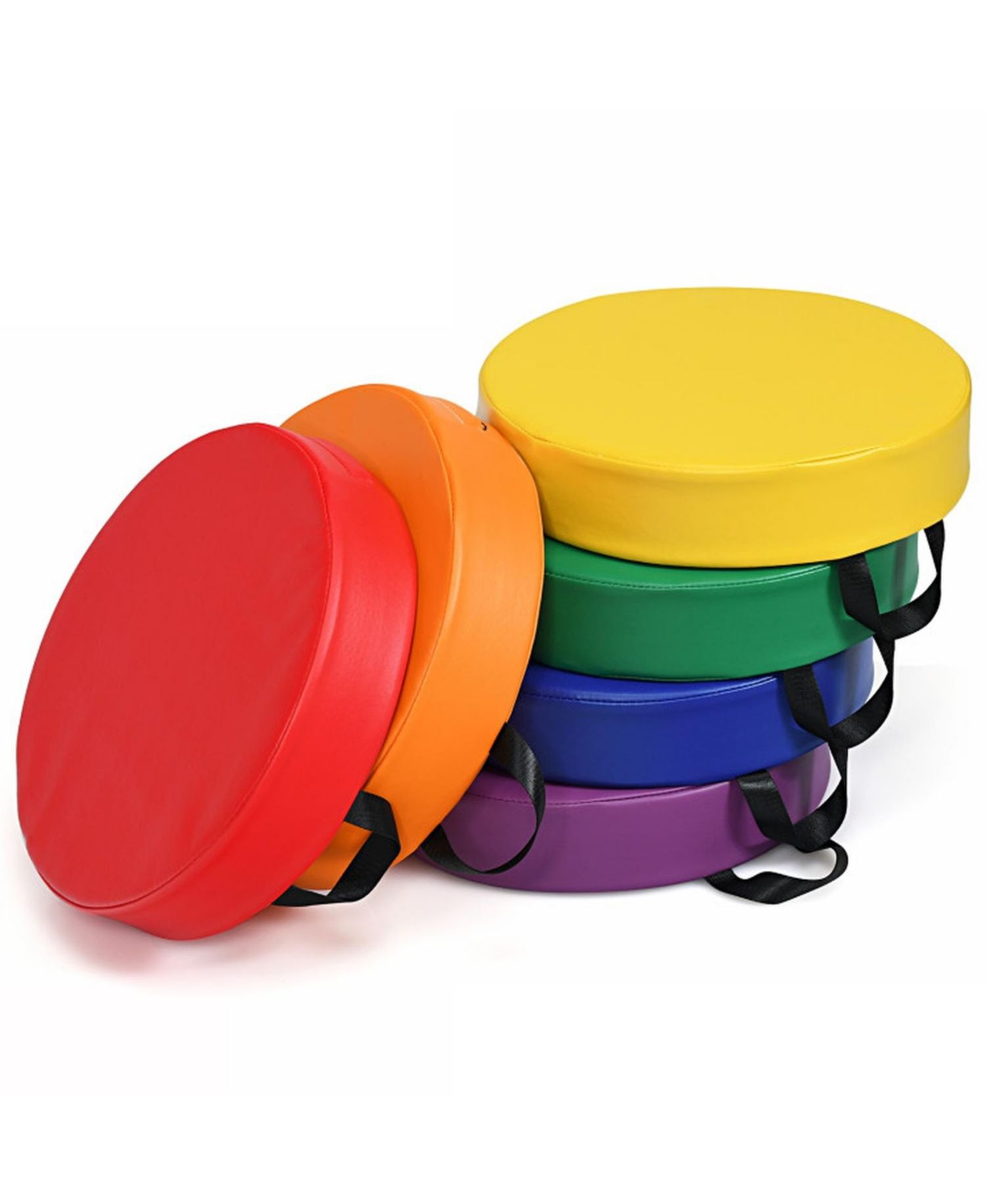 Toddler 6 Pack 15 Inch Round Floor Cushions Set for Daycare and Playroom