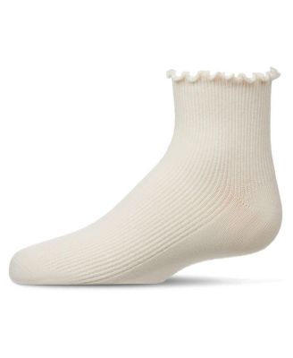 Big Girls Ruffled Top Thin Ribbed Anklet Socks