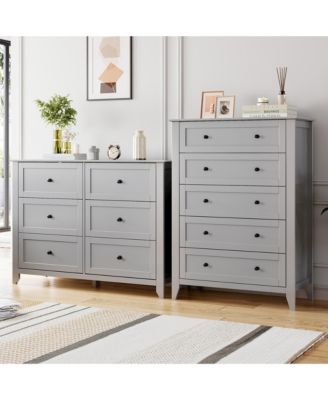 5-Drawer Modern Dresser, Anti-tip Stable MDF Storage Chest for Bedroom Living Room Home Organization