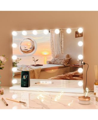 Modern LED Vanity Mirror – 3-Color Dimmable Lighting, Smart Touch Control, Aluminum Alloy Frame, Tabletop