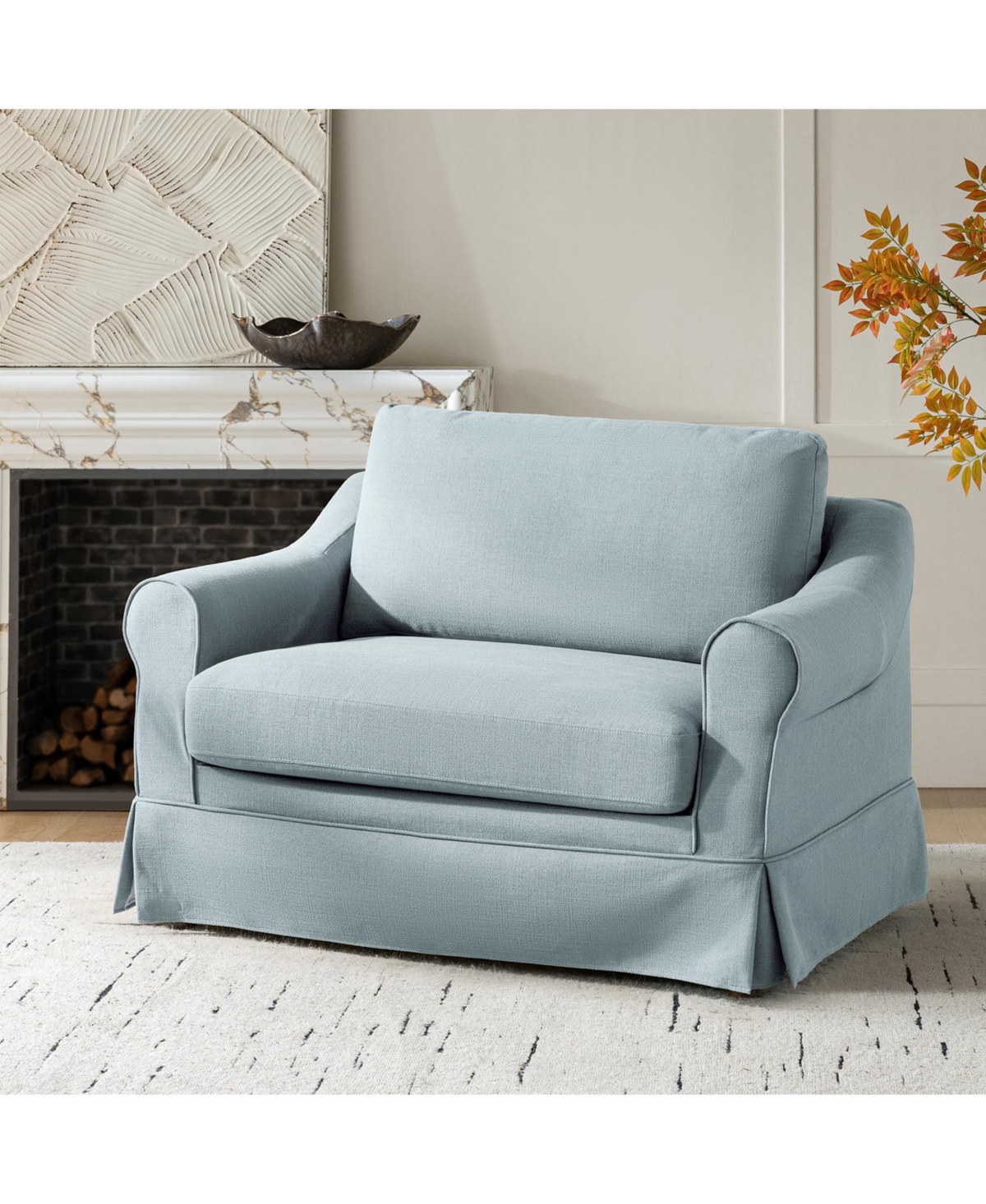 Hulala Home Raul Farmhouse Slipcovered Armchair with Feather Blended Cushion