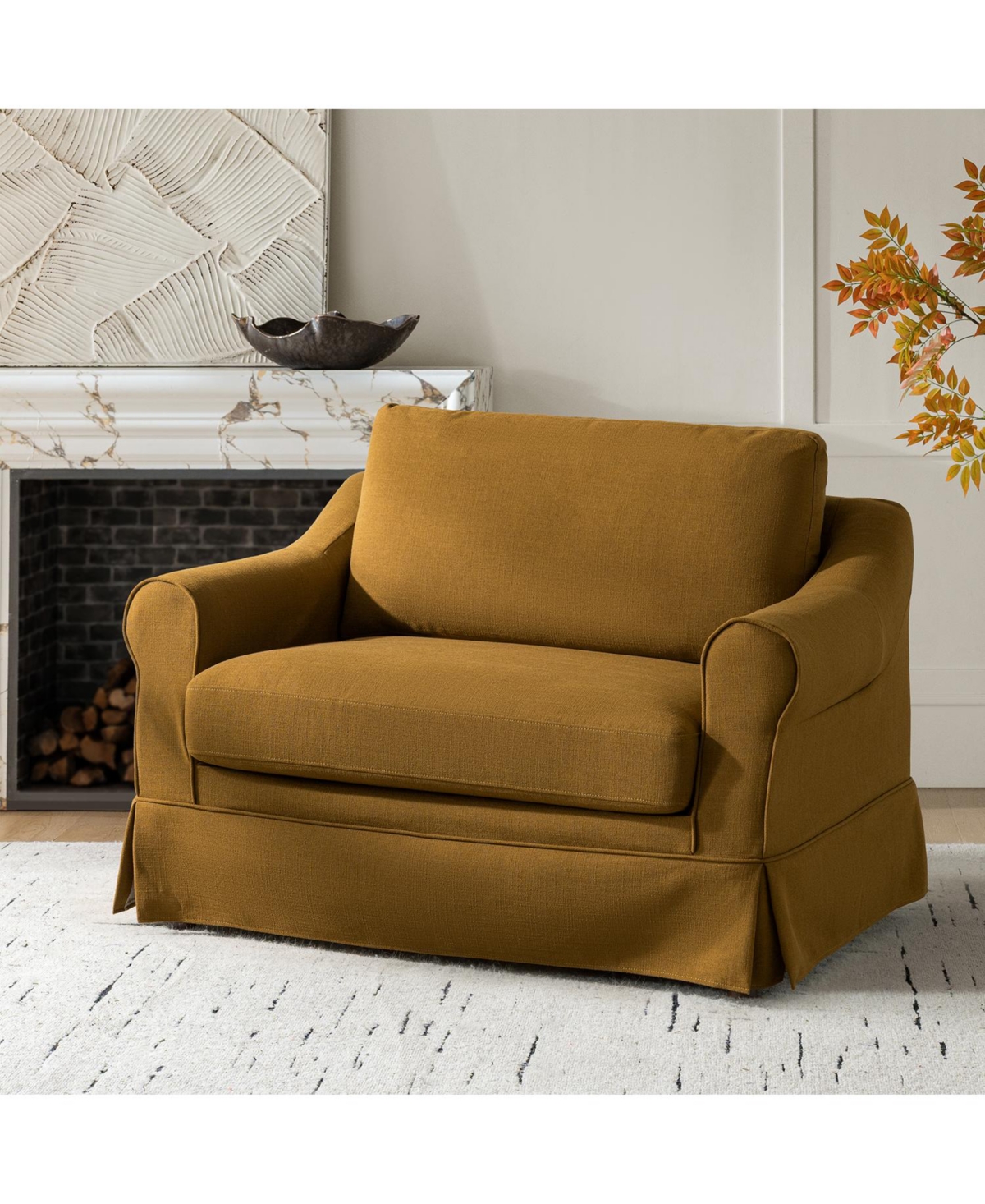 Hulala Home Raul Farmhouse Slipcovered Armchair with Feather Blended Cushion