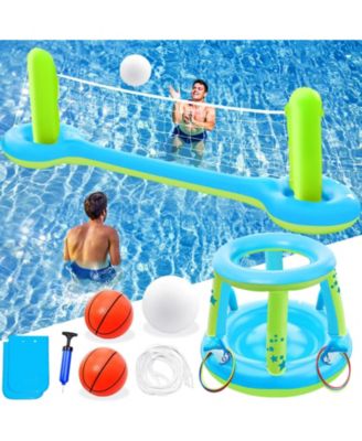 3 in 1 Pool Game Set Inflatable Floats Volleyball BasketballWater Sports