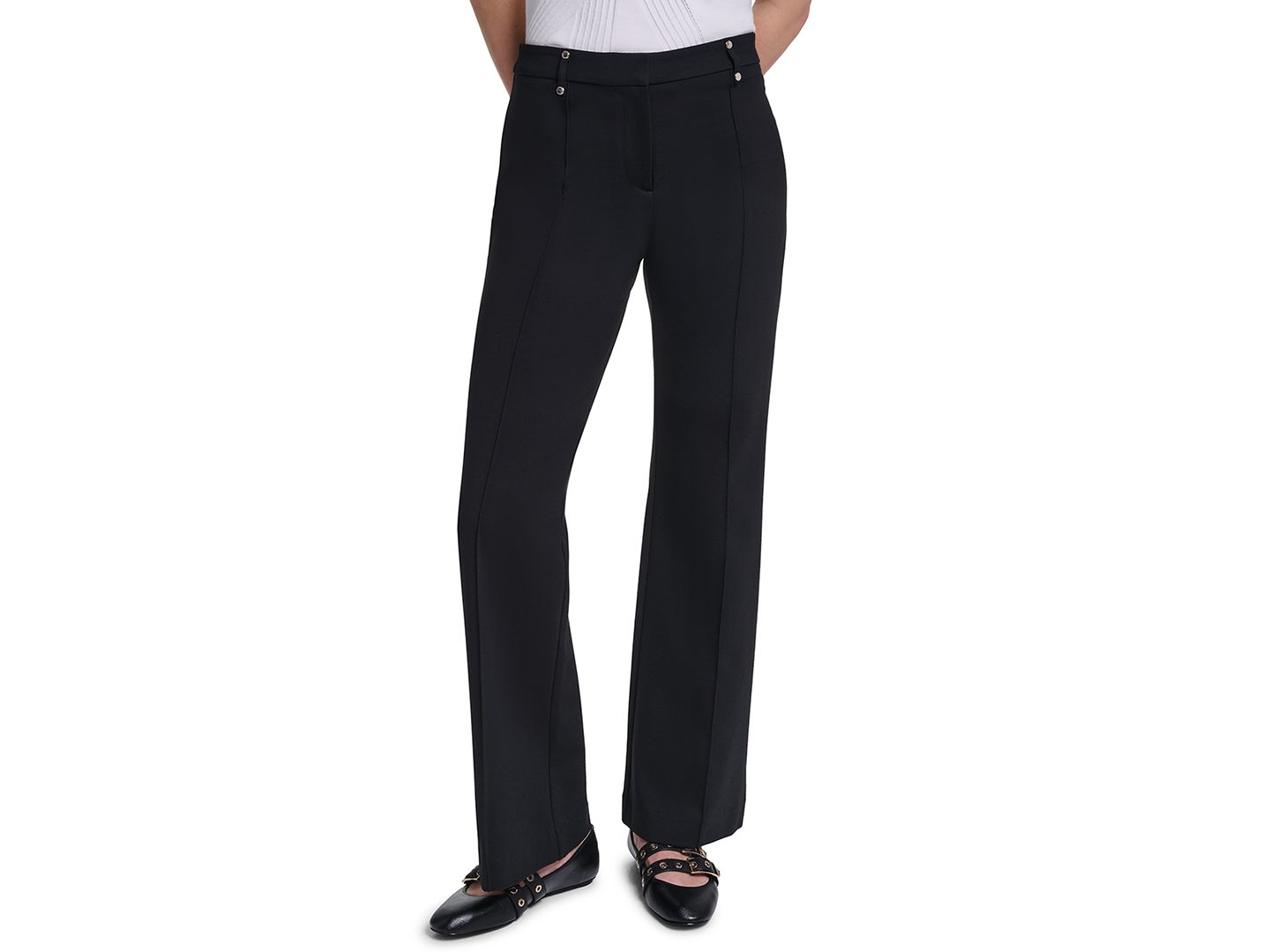 Женские брюки KARL LAGERFELD PARIS Petite Silky Pull-On, цвет: Чёрный — фото 1