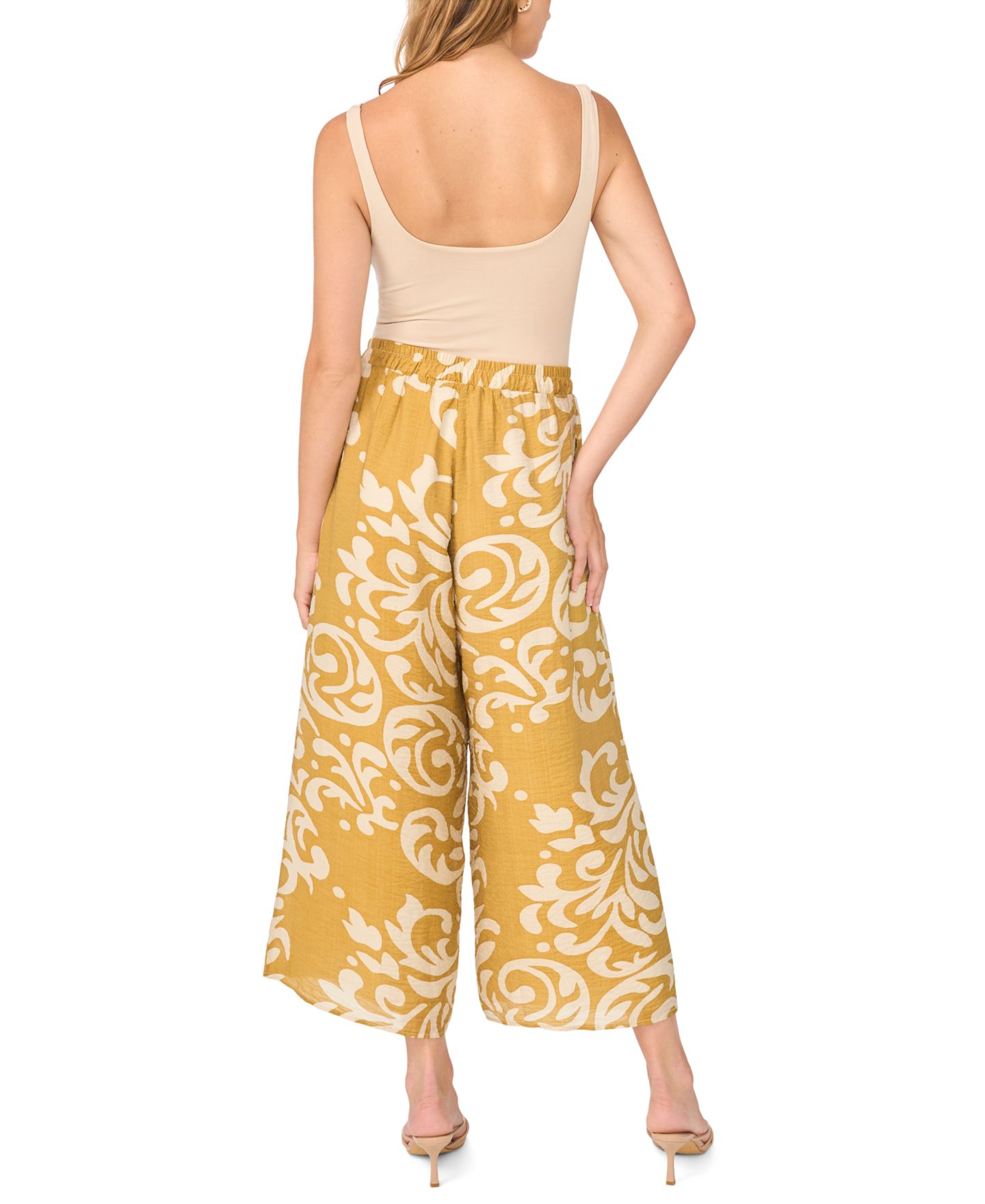 Женские брюки Sam & Jess Printed Wide-Leg Pull-On, цвет: Бронзовый туманный — фото 5
