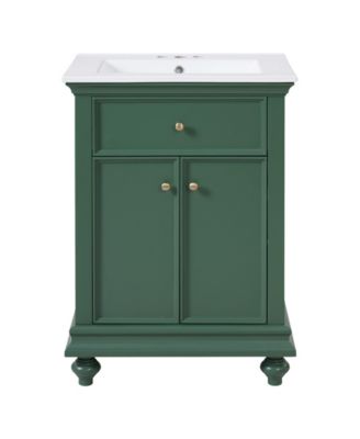 24 Inch Modern French Bathroom Vanity Elegant Freestanding Bathroom Cabinet with Ball Turned Legs Vintage Home Bathroom Furniture