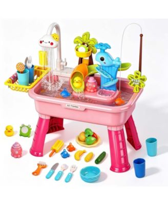Water Table Kids Outdoor Play Kitchen Fishing Sensory Pump