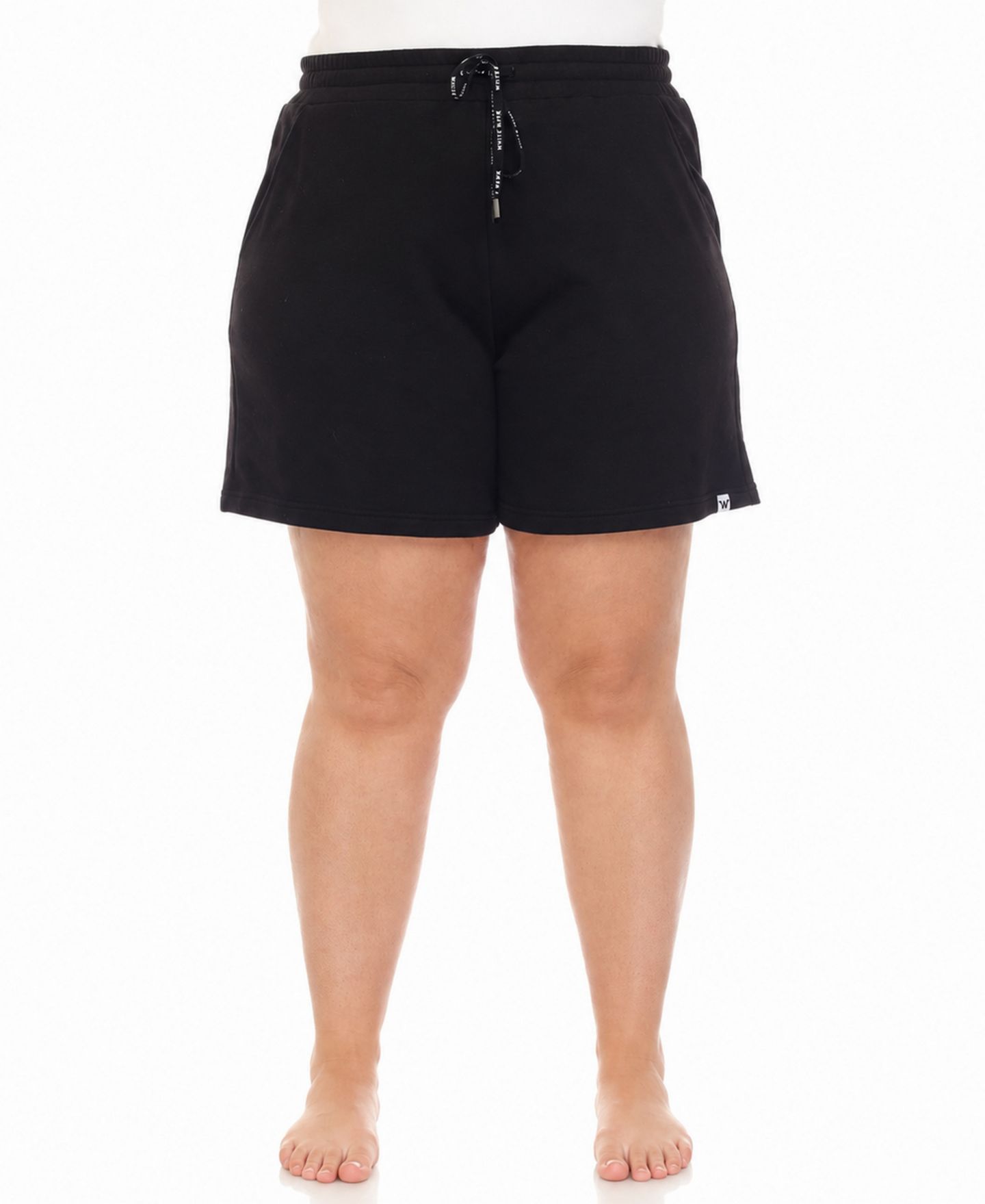 Женские шорты White Mark Plus Size Drawstring Lounge Shorts, цвет: Чёрный — фото 1