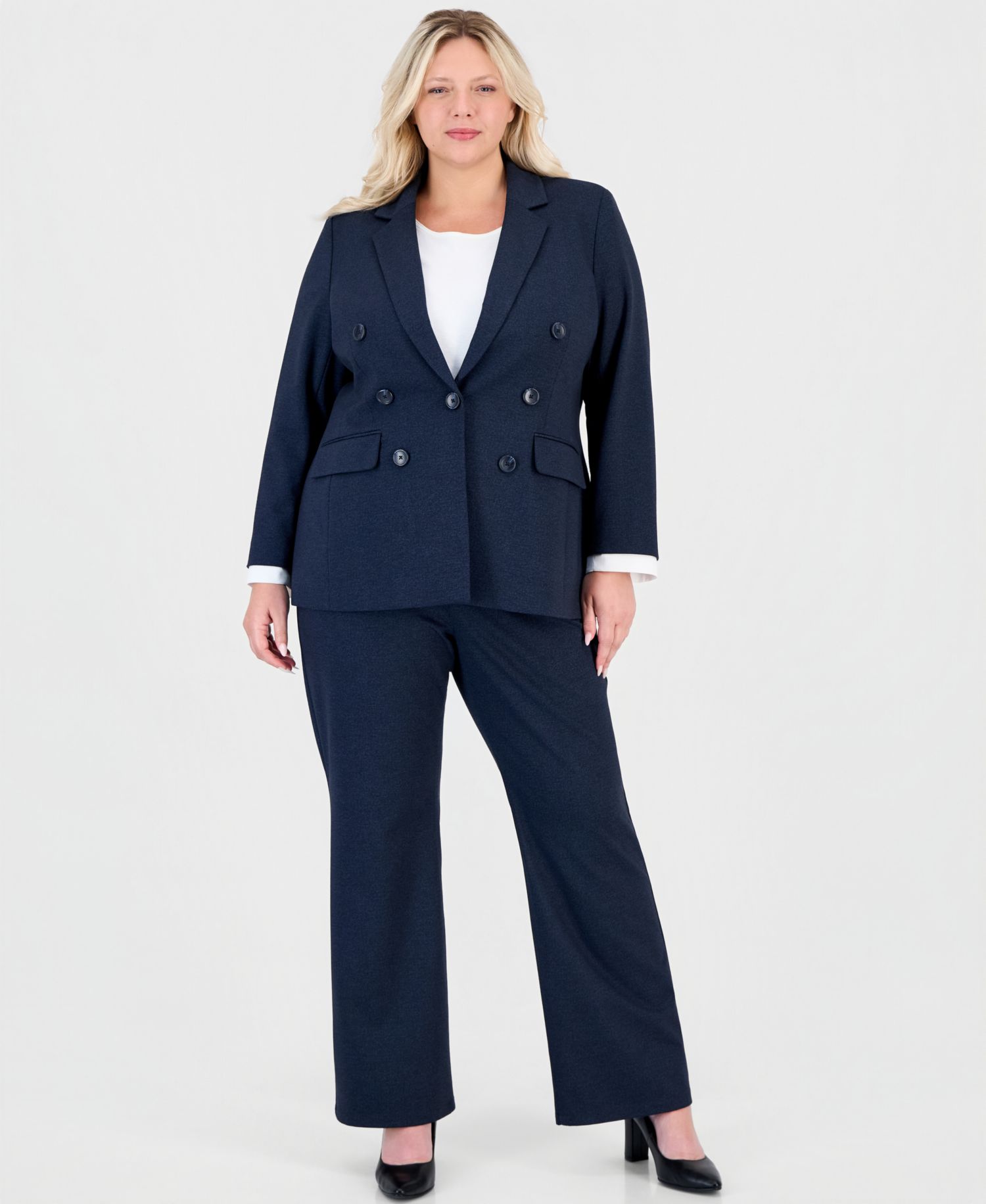 Plus Size Double-Breasted Notch-Collar Blazer