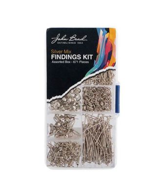 8-Slot Silver Jewelry Findings Kit Assortment, 671pcs