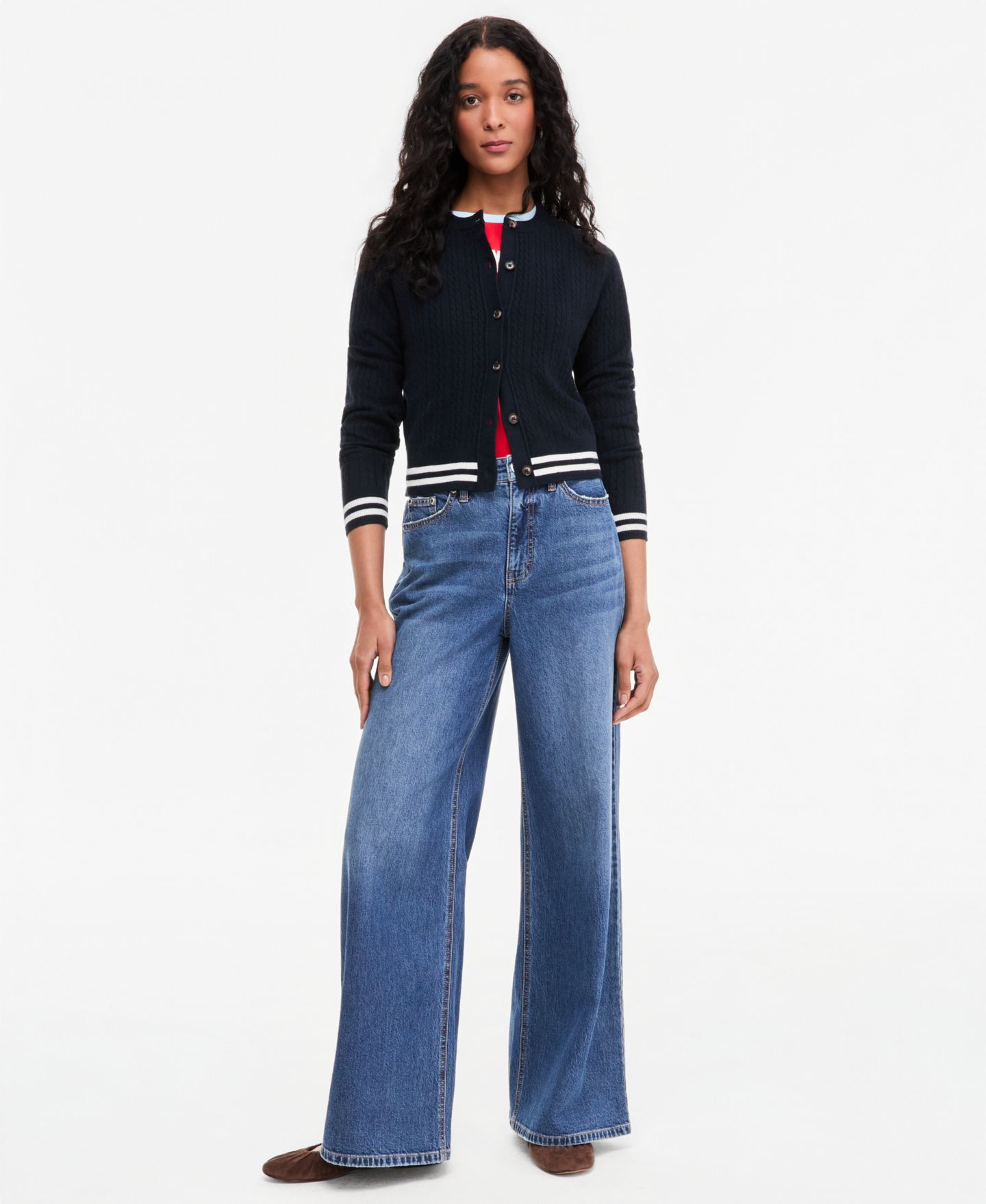 Женский кардиган On 34th Tipped Cable Cora, цвет: Тёмно-синий — фото 2