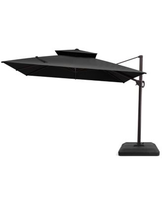 Outdoor Patio Double Top 11x11Feet Square Aluminum Cantilever Umbrella with Umbrella Base Brand