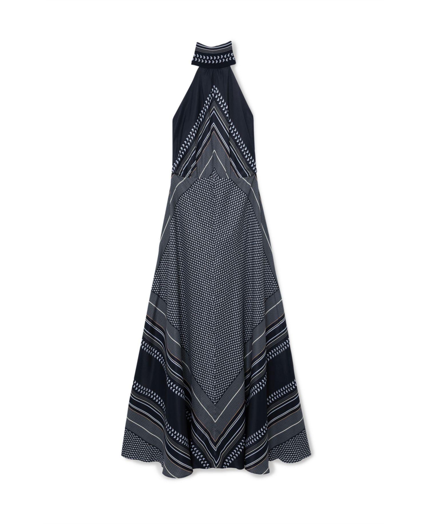 Women's Scarf-Print Tie-Neck Maxi Dress