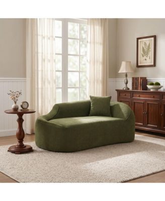 Compression Curved Chaise Longue Loveseat Sofa Bed with 1 Pillow