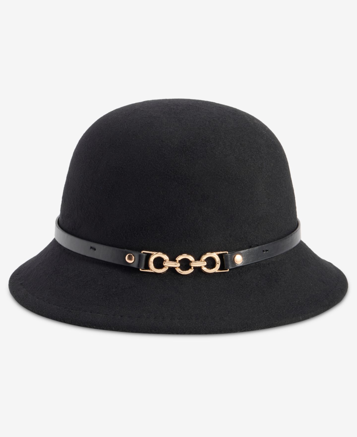 Женский головной убор I.N.C. International Concepts Horsebit Felt Cloche Hat, цвет: Чёрный — фото 1