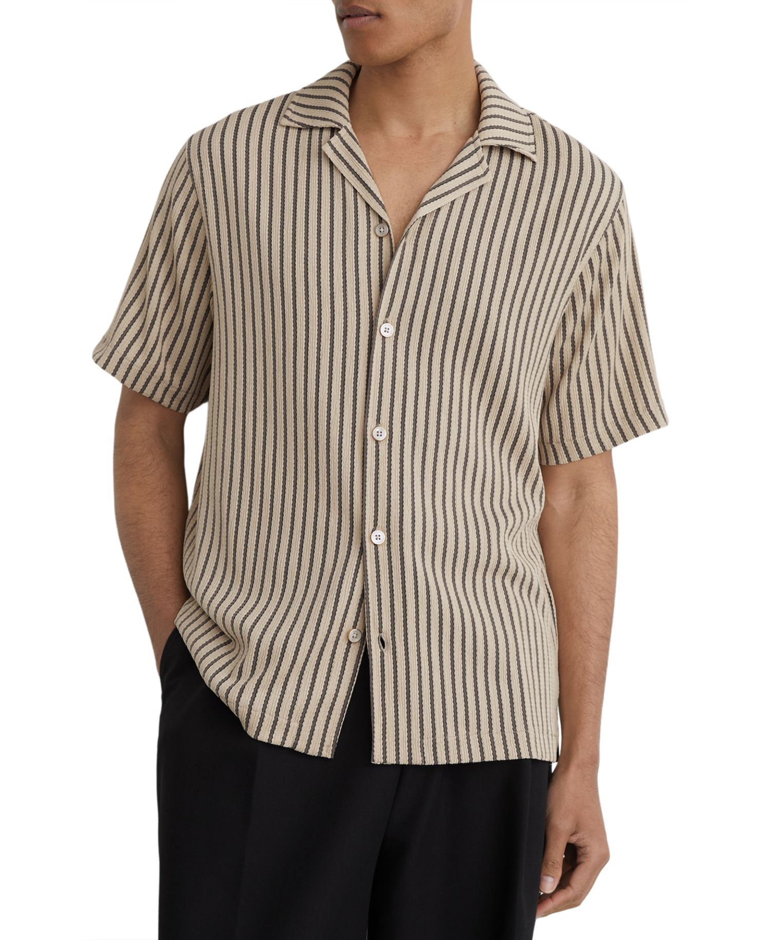 Men's Griff Textured Stripe Cuban Shirt