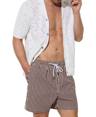 Men's Bay Drawstring Seersucker Stripe Swim Shorts