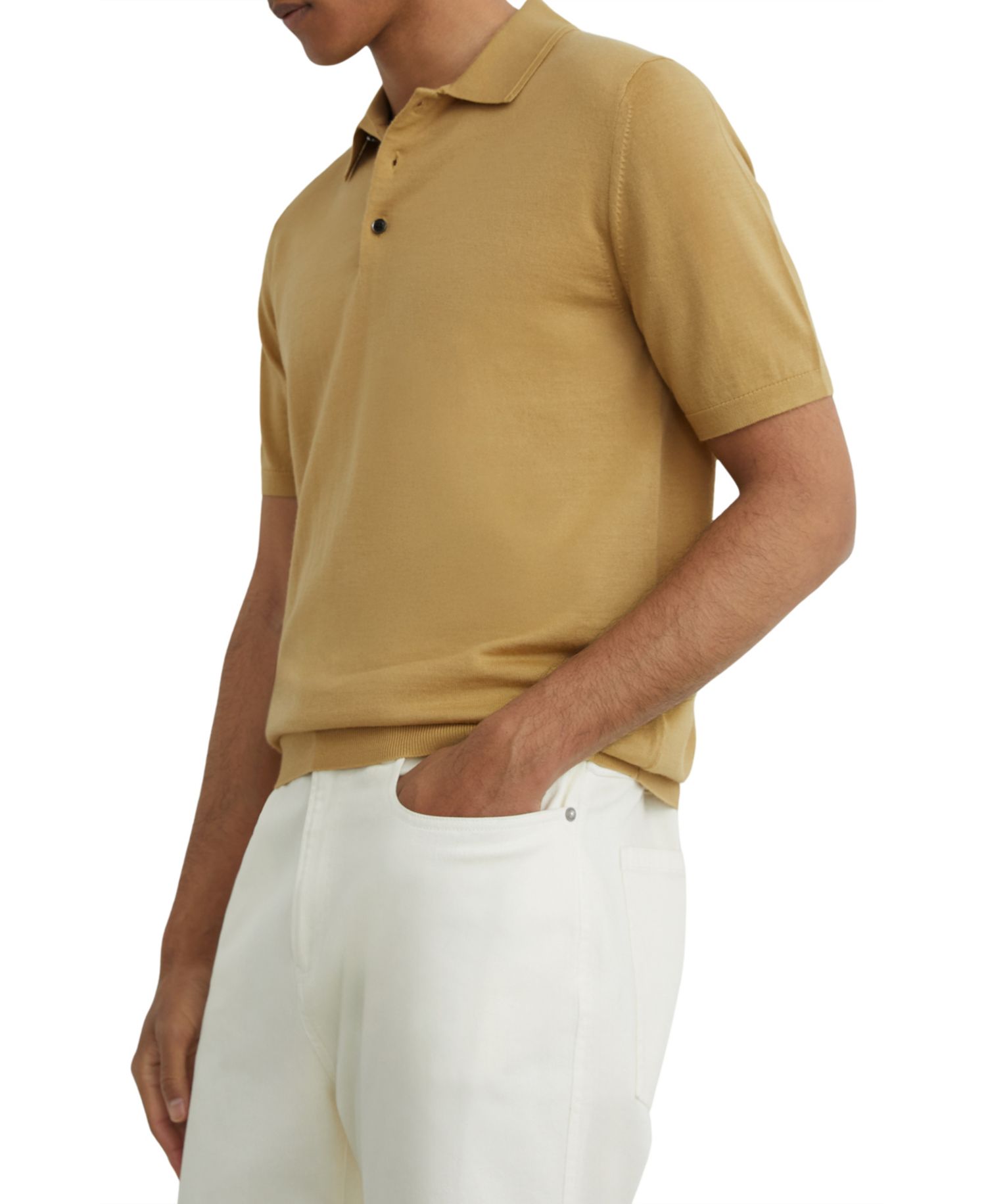 Men's Manor Half Button Merino Wool Polo Shirt