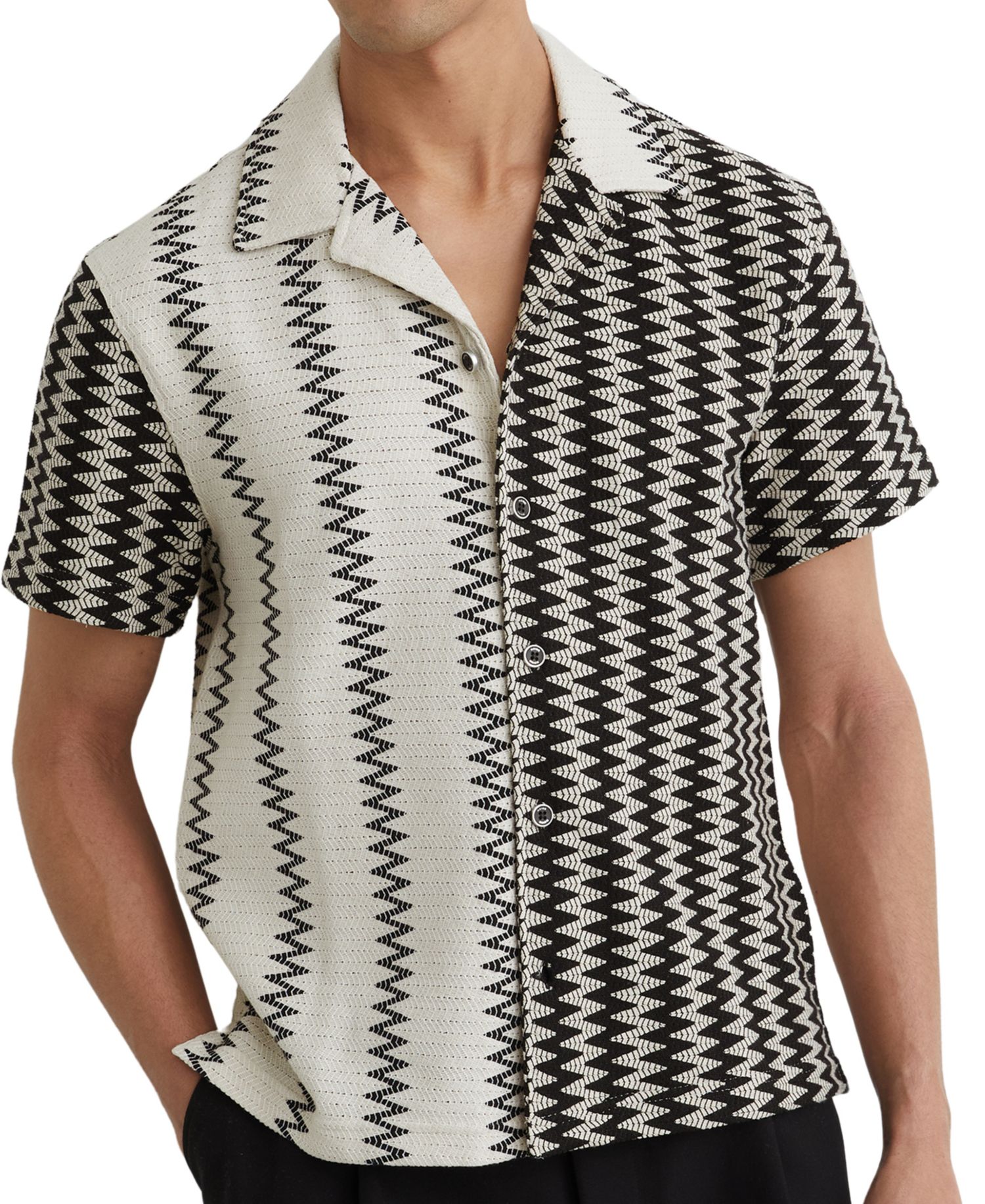 Men's Dain Zig Zag Crochet Cuban Shirt
