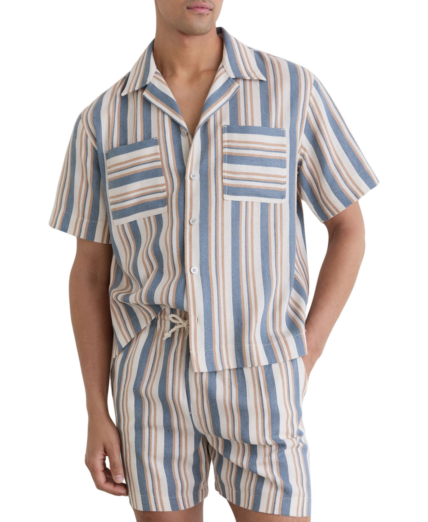 Men's Celeste Stripe Twin Pocket Cuban Shirt