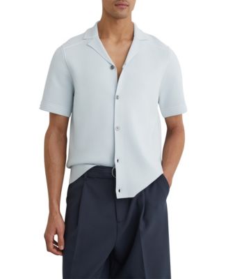 Men's Wandsworth Button Through Piped Stitch Detail Cuban Shirt