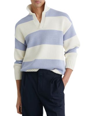 Men's Winger Open Collar Block Stripe Rugby Jumper