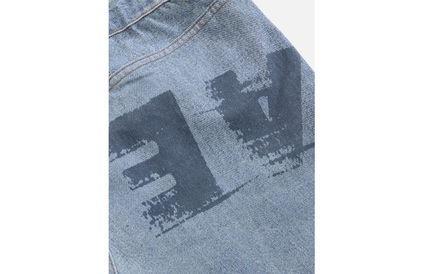 Мужские джинсы AELFRIC EDEN Inverted Graphic Baggy Barrel, цвет: Синий — фото 5