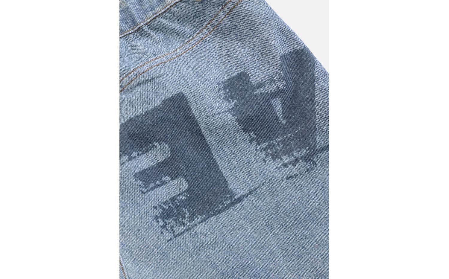 Men's Inverted Graphic Baggy Barrel Jeans