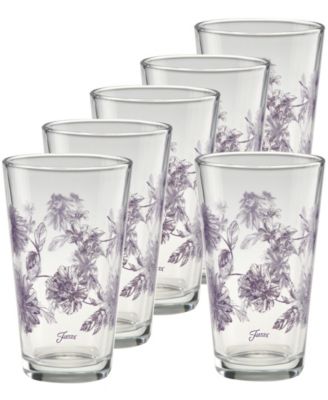 Lavender Botanical Floral Tapered Cooler Glasses, Set of 6