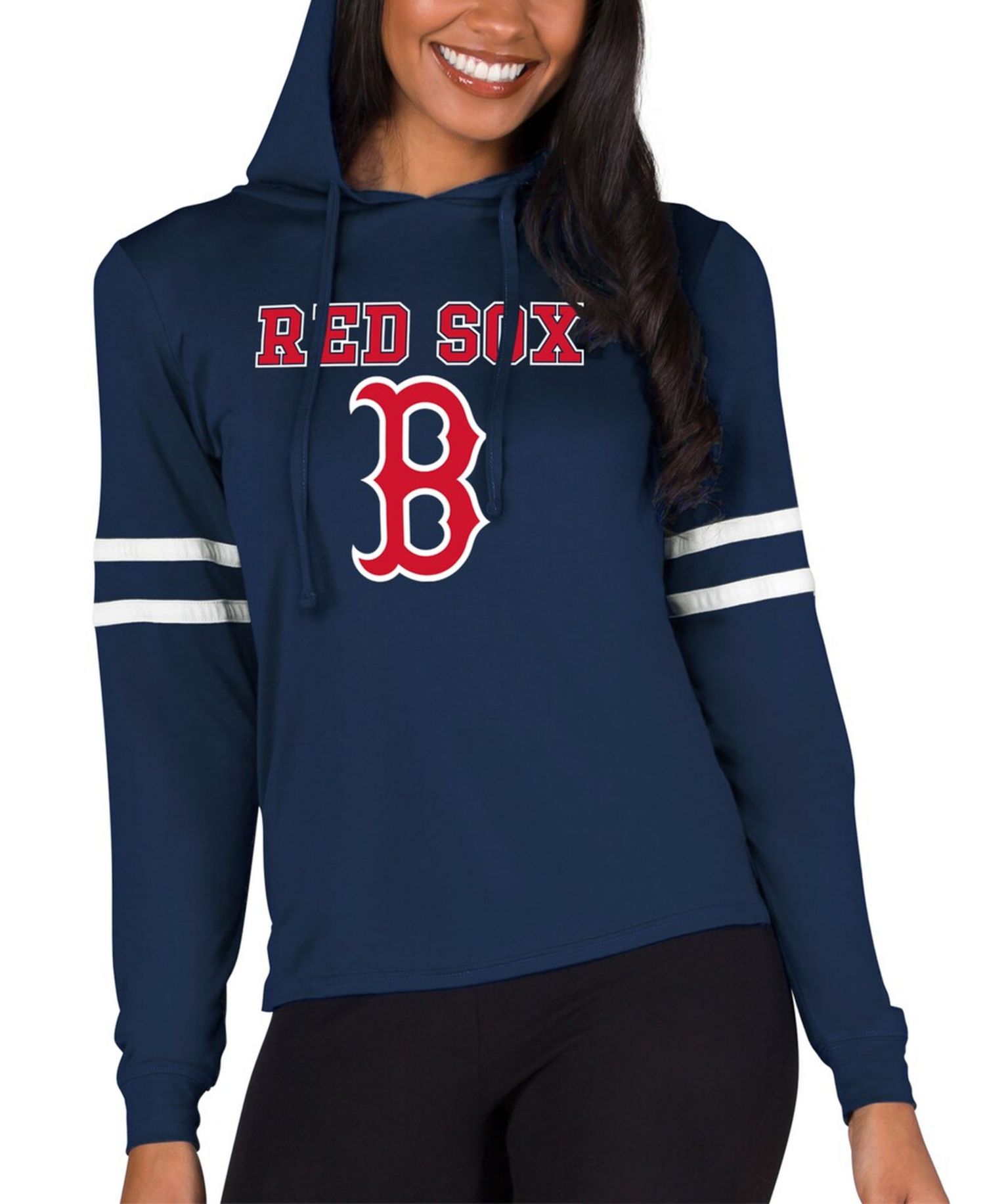 Women's Navy Boston Red Sox Marathon Lightweight Lounge Pullover Hoodie