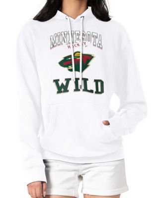 Women's White Minnesota Wild Team Logo Tri-Blend Fleece Pullover Hoodie
