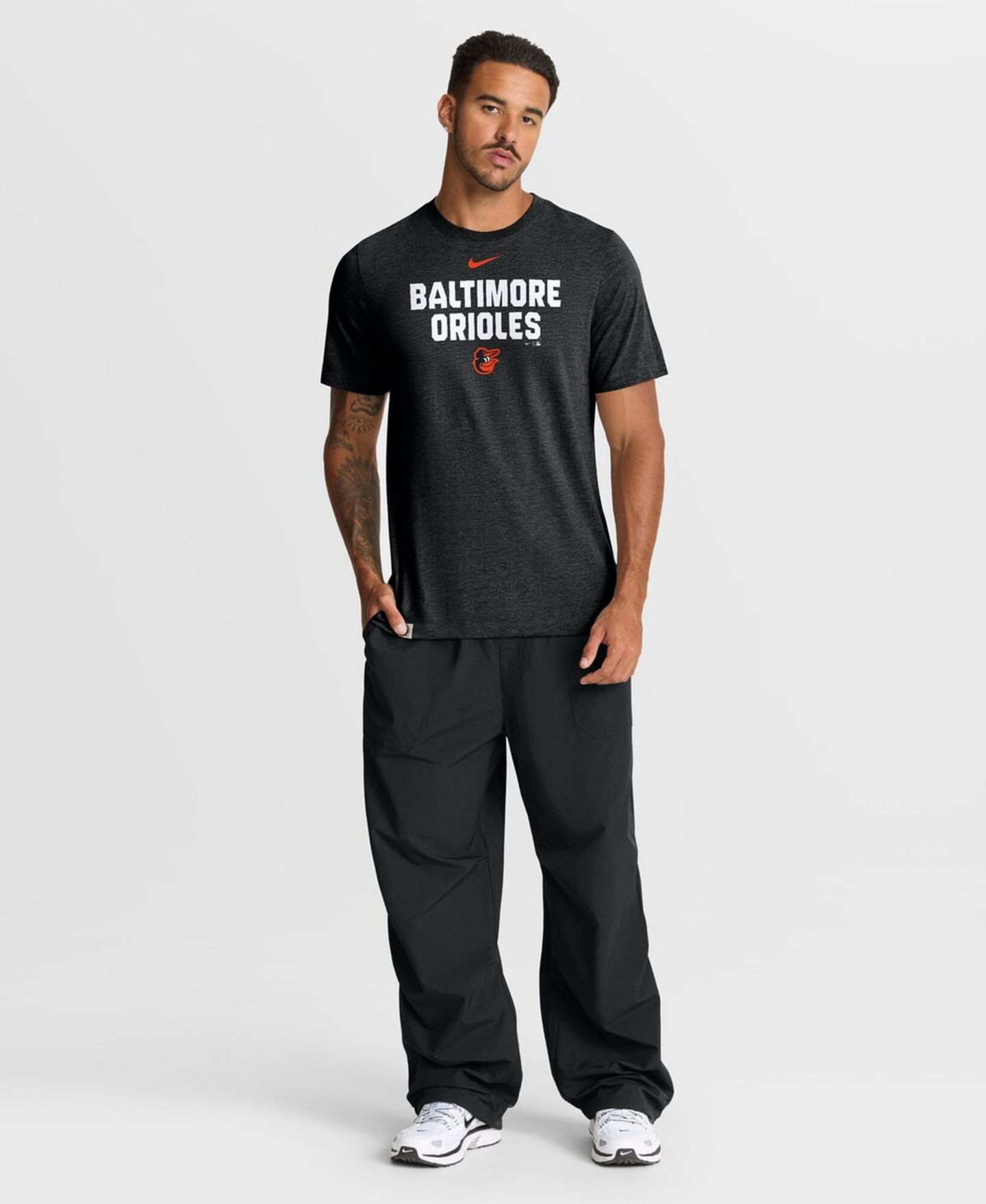 Мужская футболка Nike Heather Black Baltimore Orioles Stacked Tri-Blend — фото 2