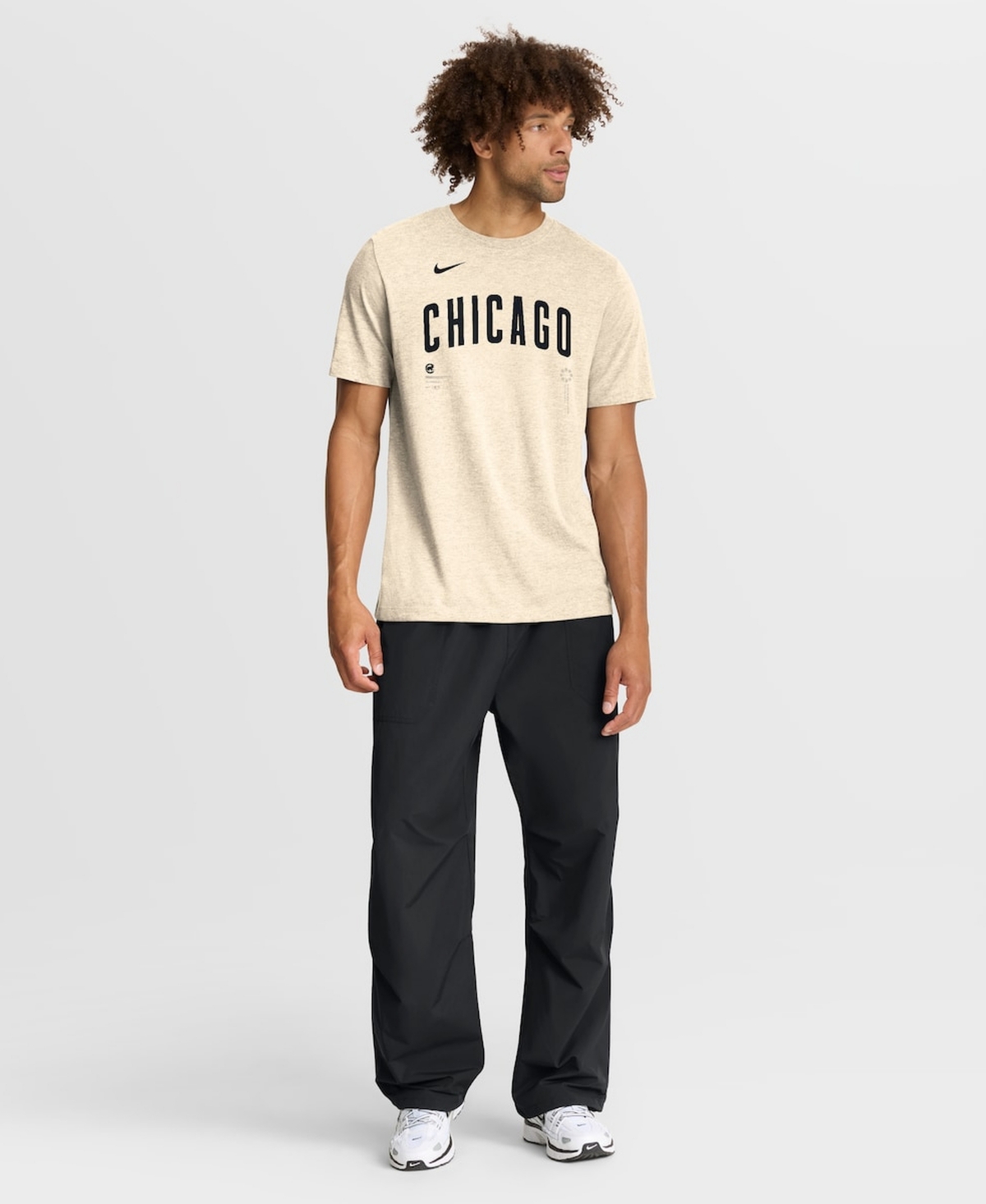 Nike Men's Natural Chicago Cubs Wordmark Tri-Blend T-Shirt