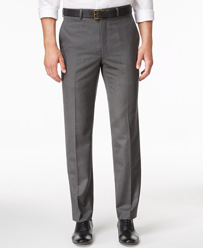 Lauren Ralph Lauren Men's Microfiber Classic-Fit Gray Herringbone Dress Pants