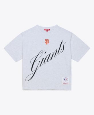 Women's Heather Gray San Francisco Giants Script Cropped Boxy T-Shirt