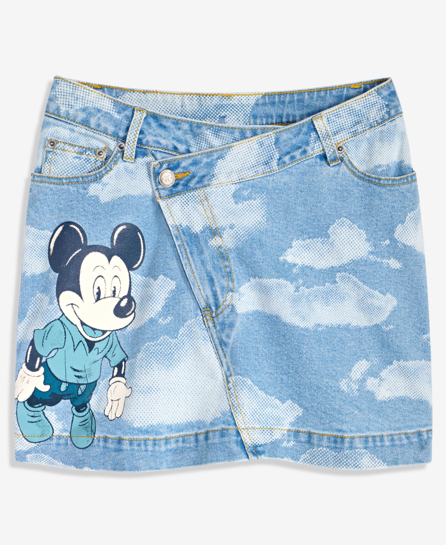 Женская юбка Disney | Macy's Mickey Mouse Parade Balloon Cloud Print Mini Denim Skirt — фото 7