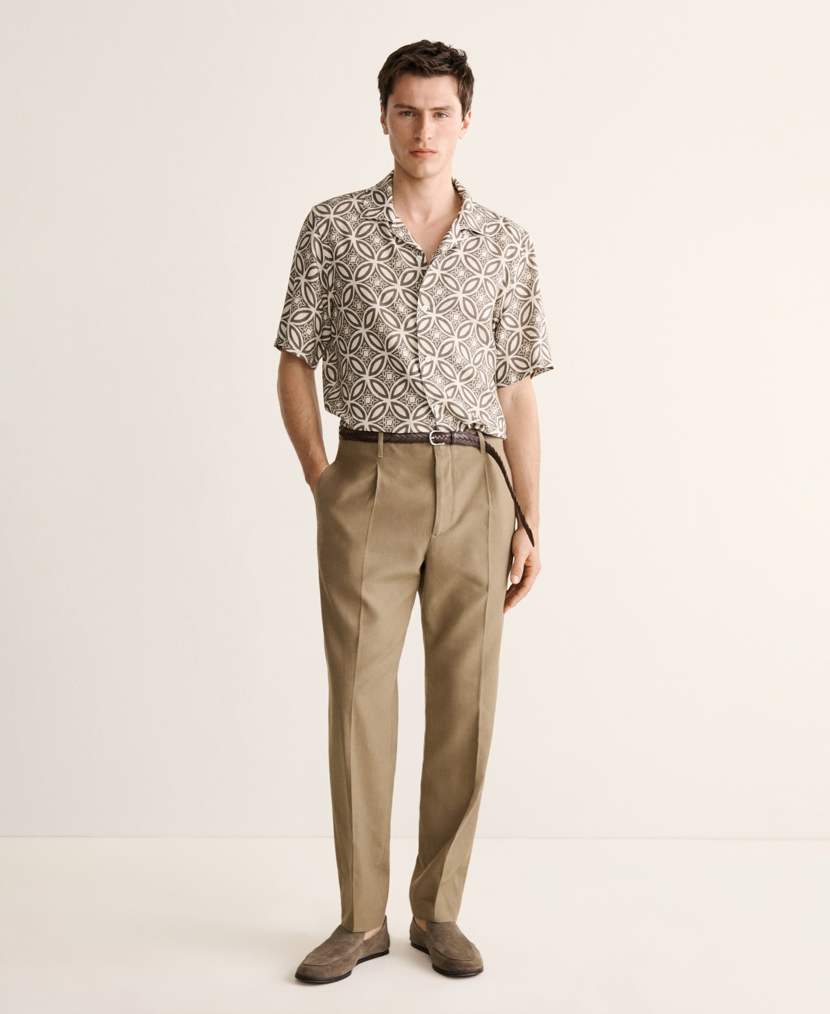 Mango Men's Printed Bowling Shirt