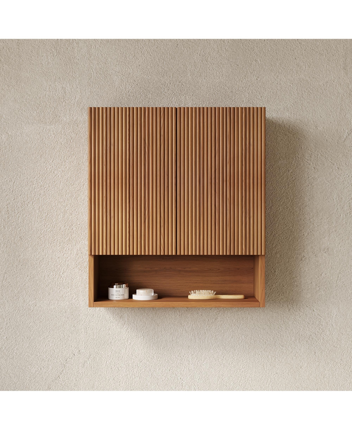 Midola 26" Wall-Mounted Striped Bathroom Cabinet with Doors, Shelf and Open Storage Compartment Over The Toilet Storage Cabinet for Bathroom
