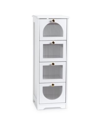 Narrow Bathroom Storage Cabinet with 4 Drawers, Slim Floor Organizer for Hallway, Living Room, Entryway