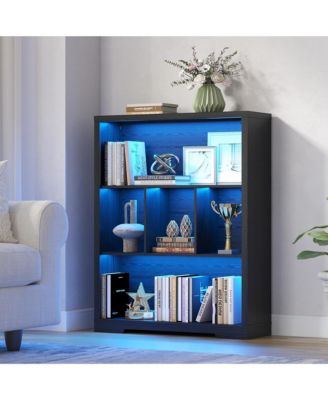 31.5 Inch Wide Cube Bookcase with Tri-Color Sensor Light