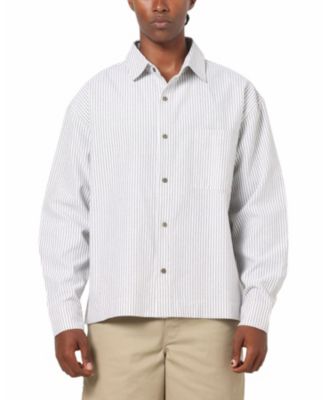 Men's Oxford Stripe Long Sleeve Button Up Shirt