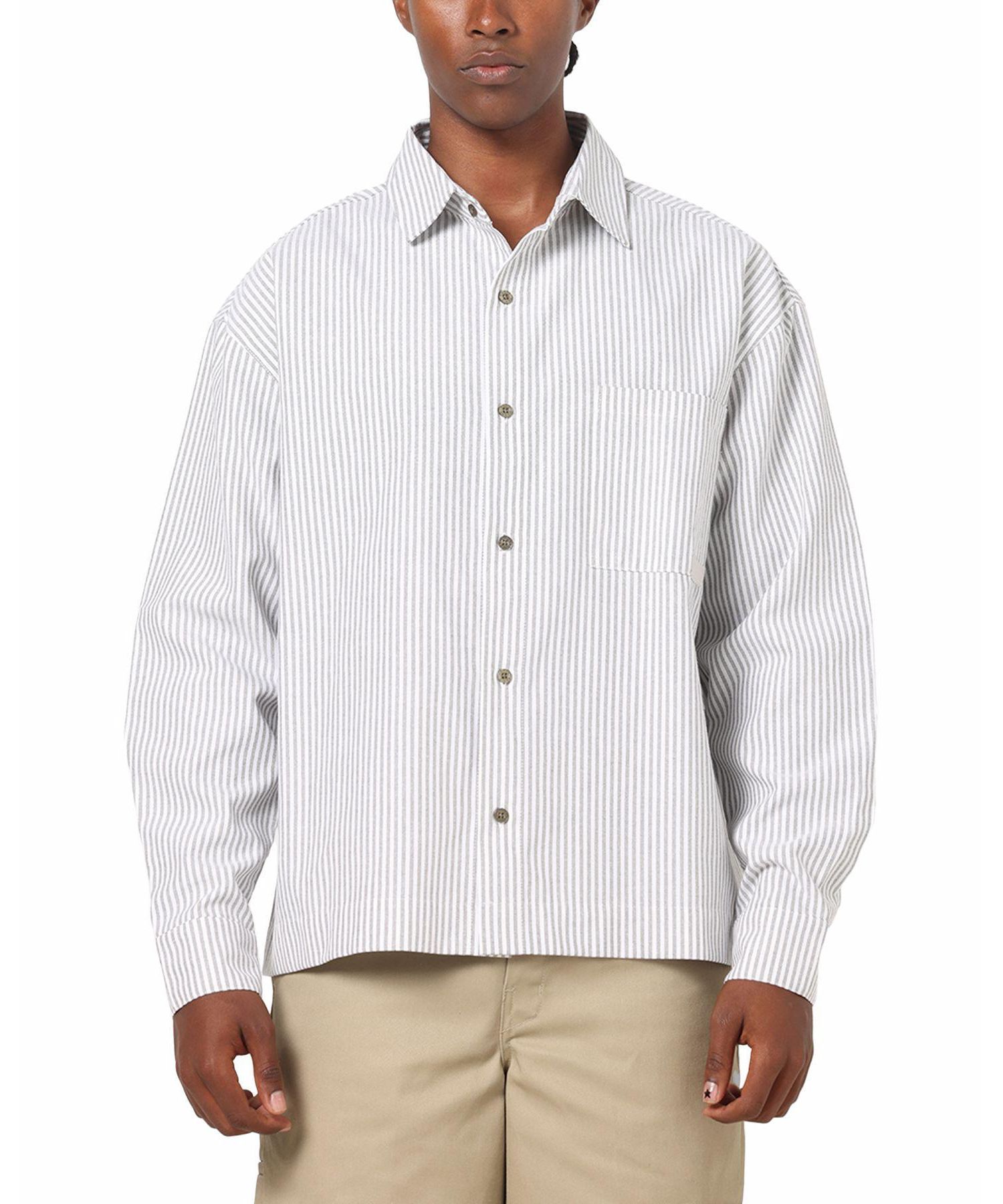 Men's Oxford Stripe Long Sleeve Button Up Shirt